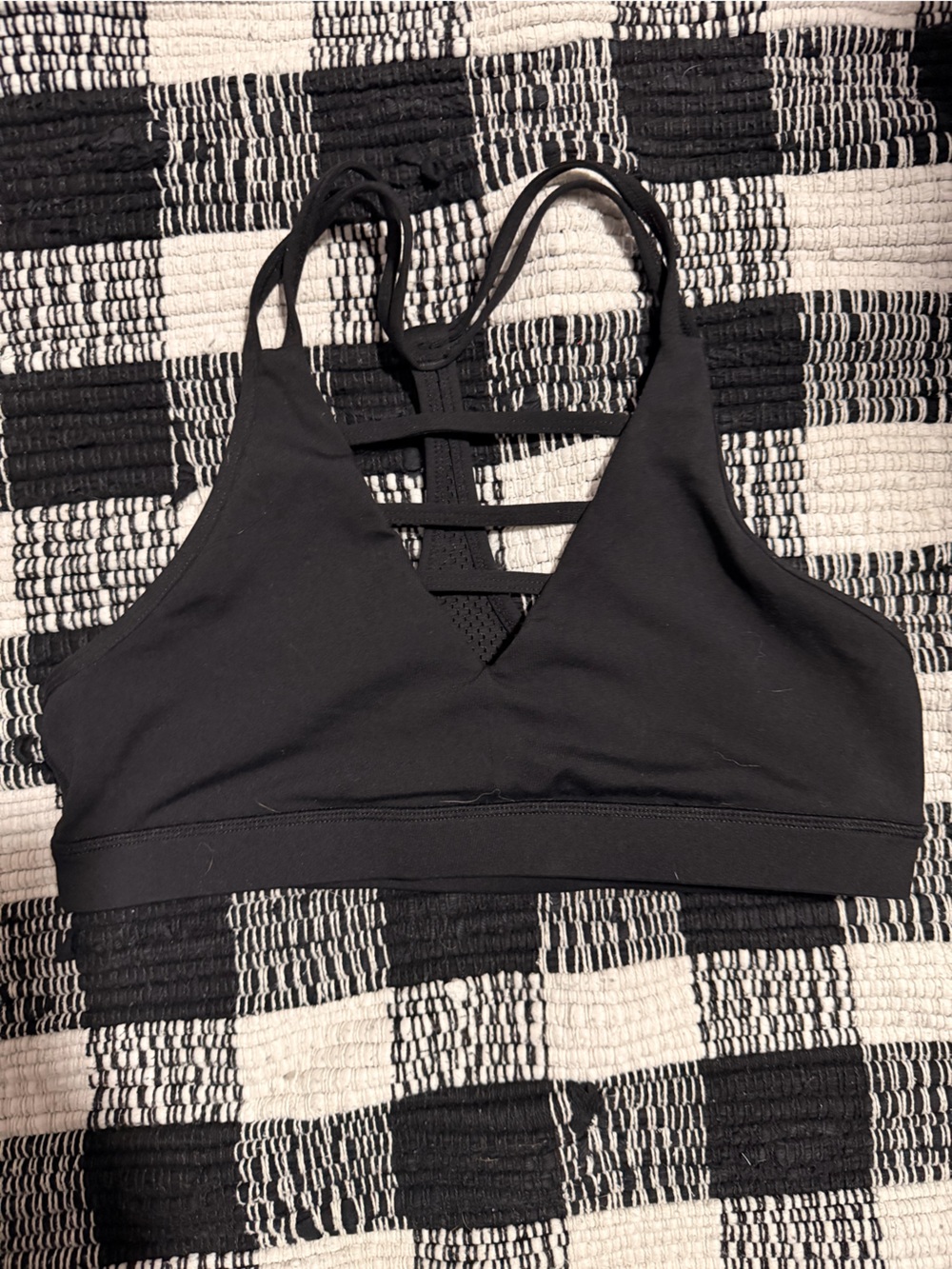ZYIA Black Strappy V‑Neck Sports Bra